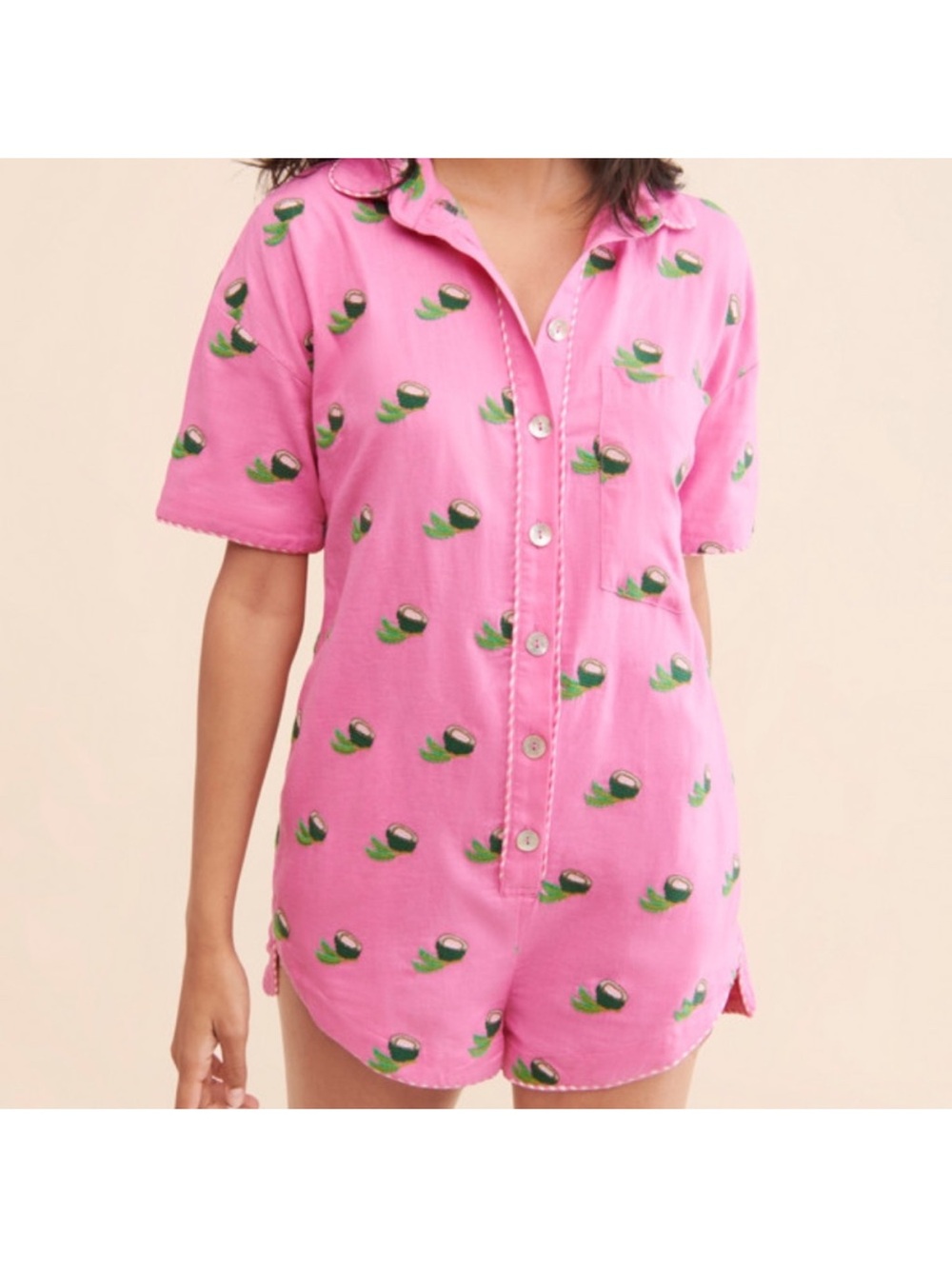 Farm Rio Cross stitch Coconut Romper size‎ medium